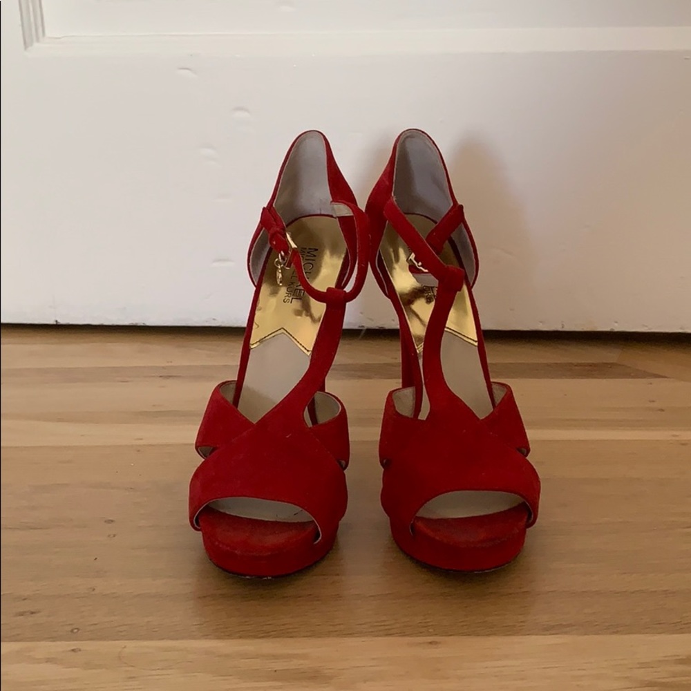 Michael Kors red platform heels